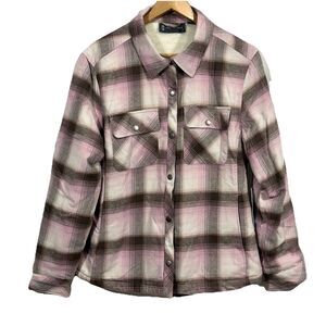 Free Country Women's Primrose Flannel Sherpa Insulated Shirt Jacket Large NWT